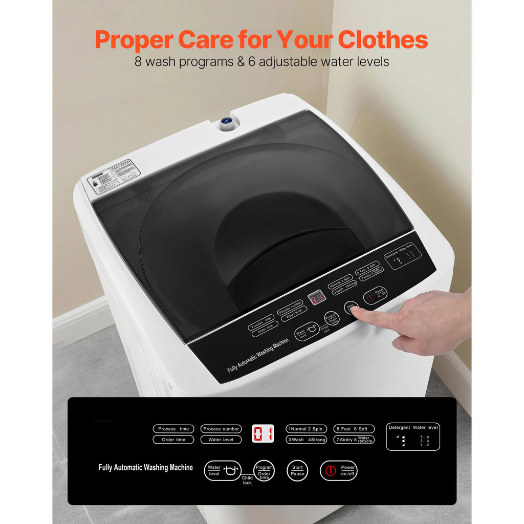 SucceBuy Portable Washing Machine 1.3 cu.ft with LED Display 8 Wash Programs Portable Washer Machine for Apartments RVs Dorms