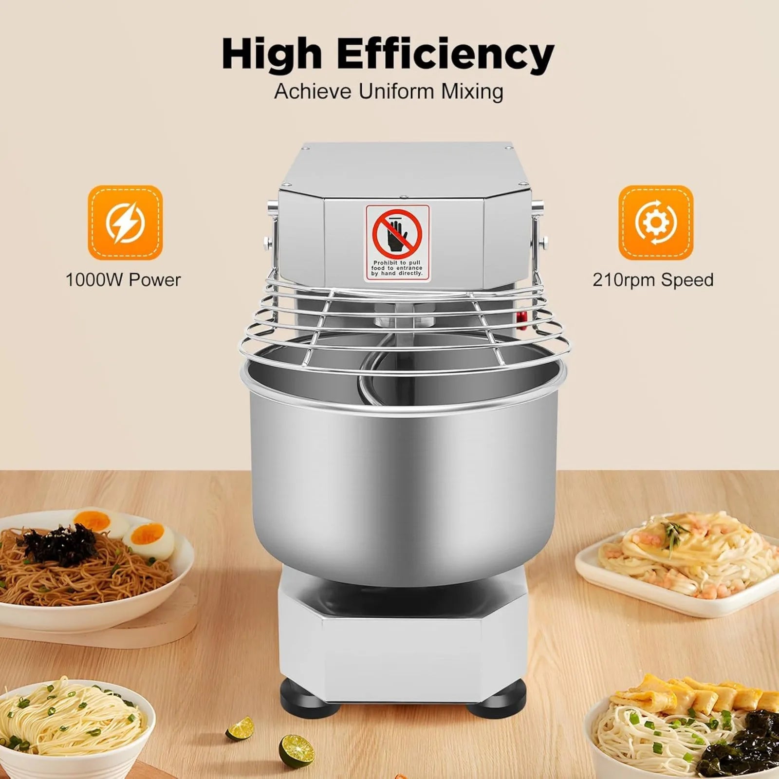 7500W Heavy Duty Electric Food Mixer Commercial Speeds Adjustable Stand Mixer Dough Kneading Machine, 10Qt Commercial Food Mixer