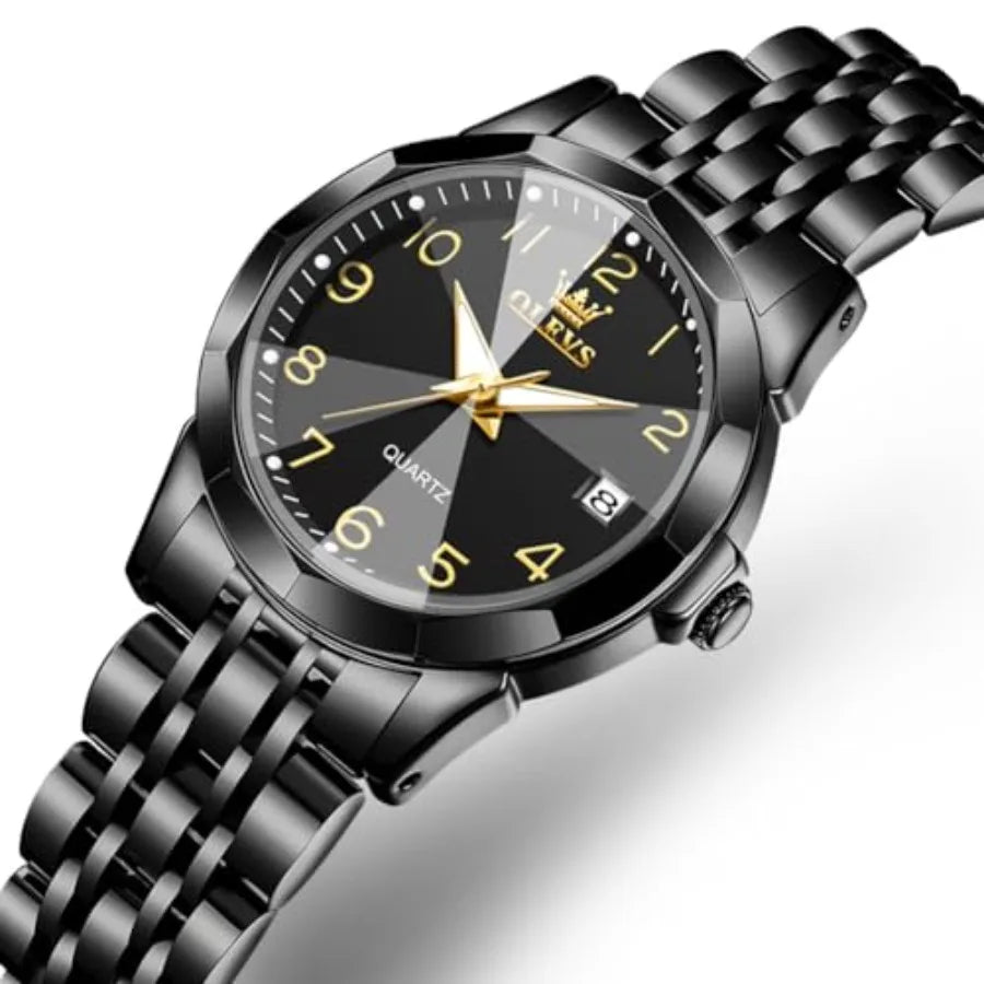 OLEVS Womens Watch Classic Dress Number Female Watches for Ladies Analog Quartz Stainless Steel Waterproof Lumius Day Date Two