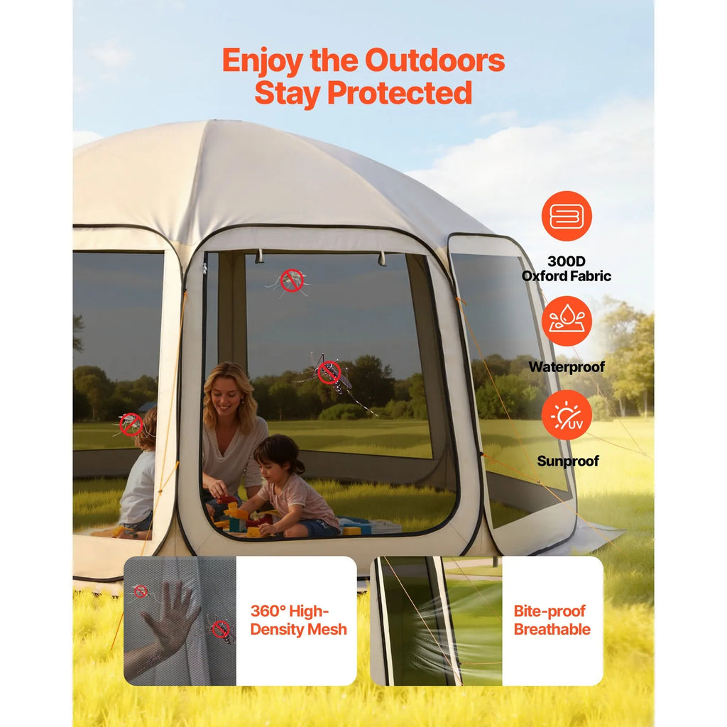 Pop-Up Screen Tent 15 x 13.8 ft for 12-15 People with Carry Bag
