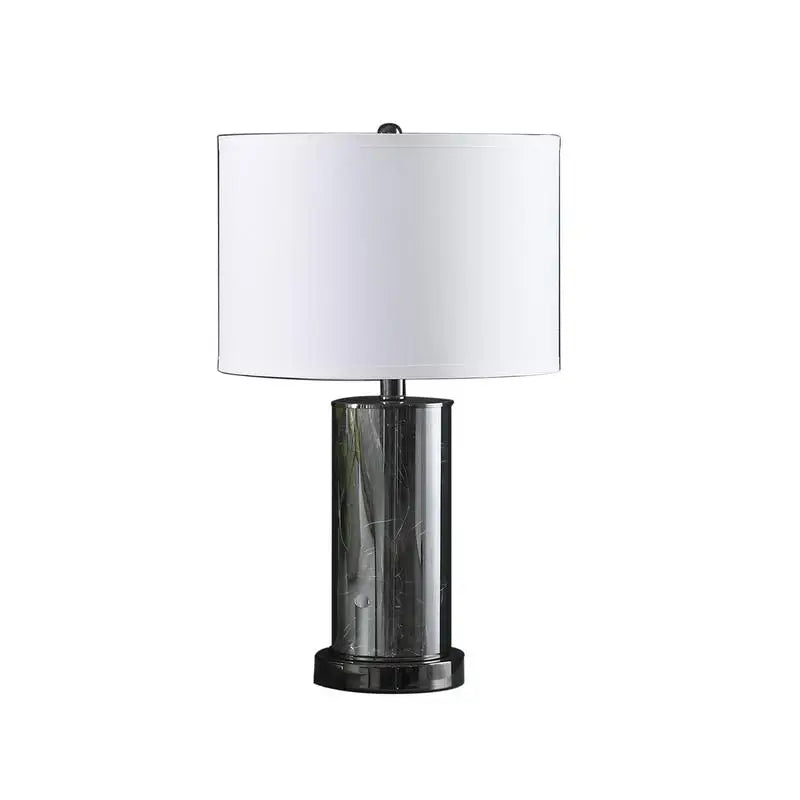 21.25" LED Night Light Mid-Century Glass Black Chrome Table Lamp - Stylish and Modern Home Lighting Fixture for Living Room,