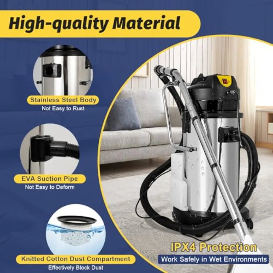 40L/11Gal Commercial Carpet Cleaner 3 in 1 Multi-Purpose Floor Cleaning Machine Heavy Duty Extractor Vacuum Washing Machine 104