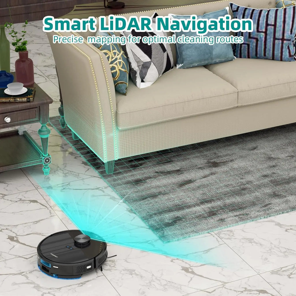 Self-Emptying Robot Vacuum with Mop, Lidar Navigation, WiFi/Alexa Control, Ideal for Pet Hair and All Floors