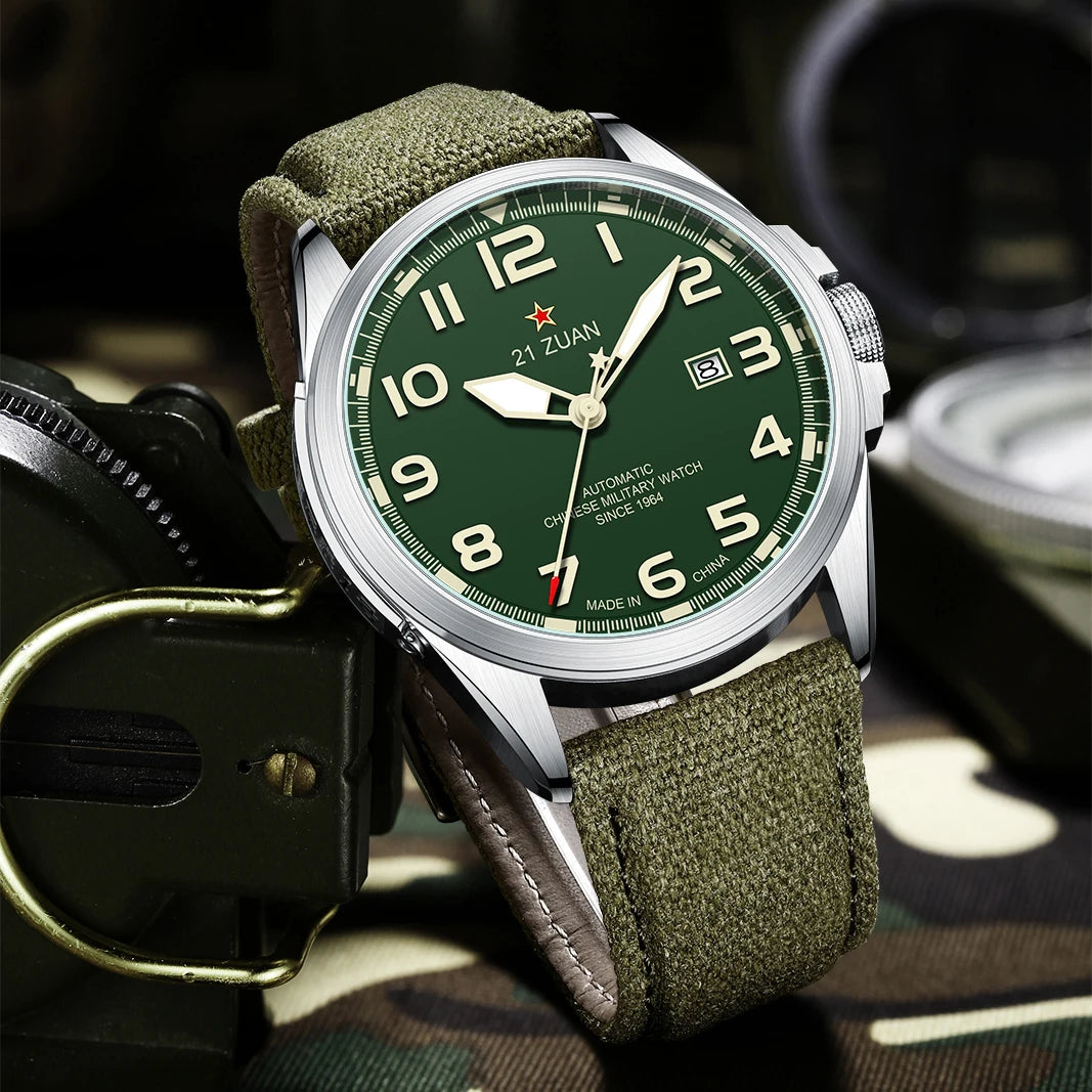 Seagull Luxury Bracelet Military Men Watch Automatic Mechanical Watches For Men Wear Resistant Leather Strap Luminous Clock 581