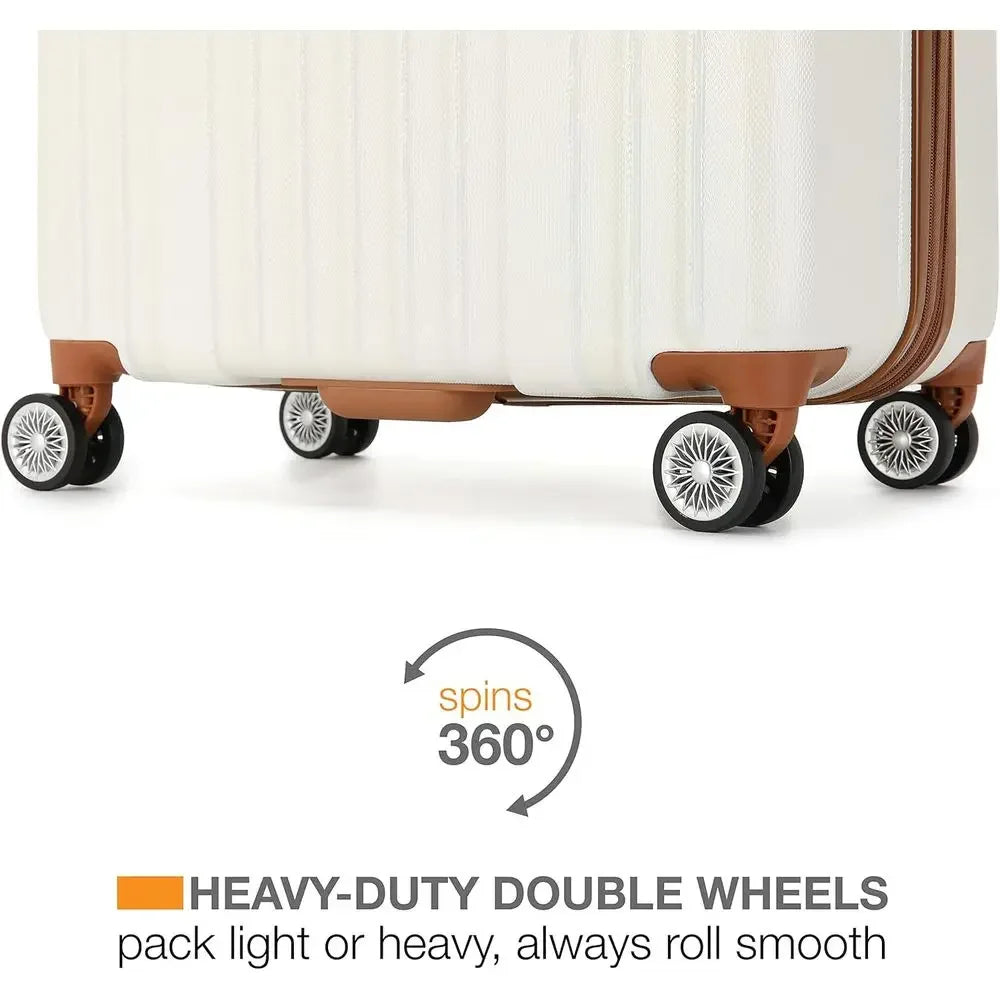 3-Piece Expandable Retro Spinner Luggage Set in White