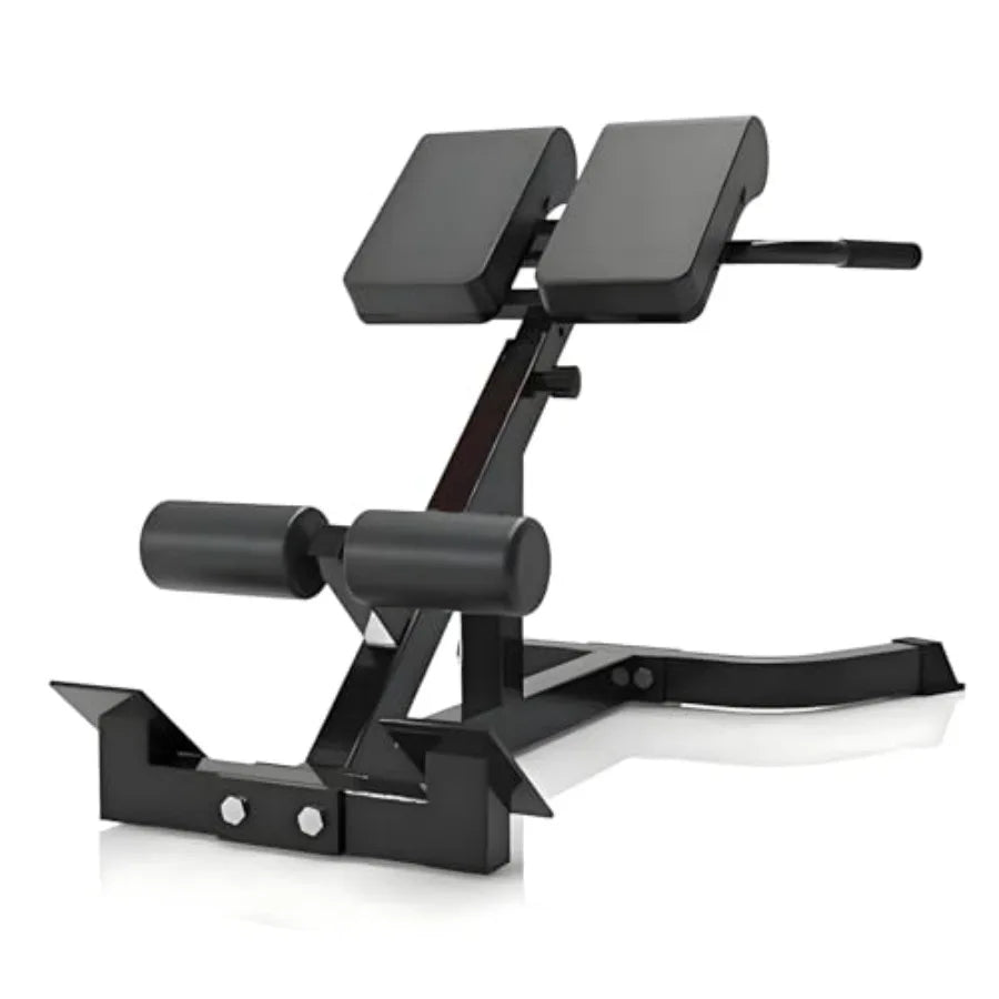 Adjustable Back Roman Chair Hyperextension Bench for Home Gym Abs and Glute Workout Equipment in Black Steel with Durable Foam