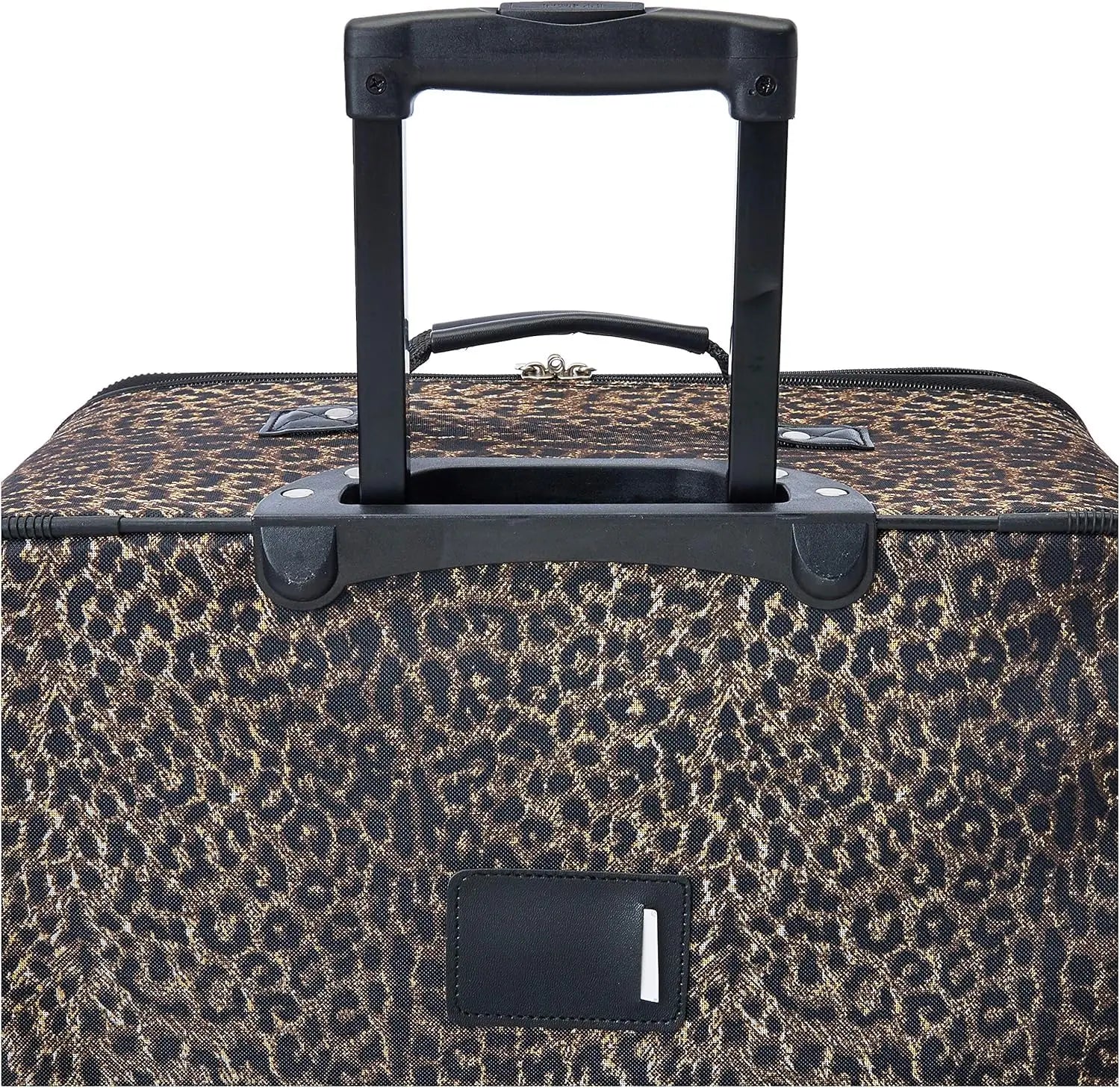 Leopard Print 4-Piece Softside Luggage Set with Aluminum Handle, Sizes 14/19/24/28 Inches for Travel