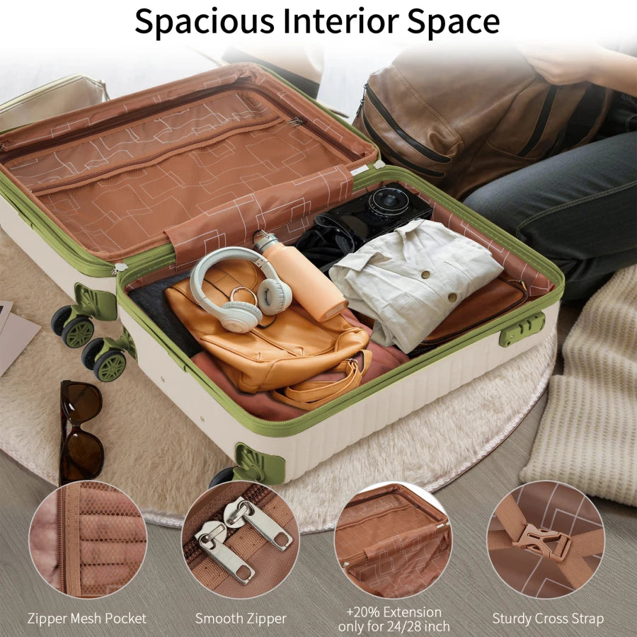 4 Piece Luggage Set for Travel: ABS Hard Shell, Lightweight Expandable Suitcases with TSA Lock, Spinner Wheels, 4 Packing Cubes