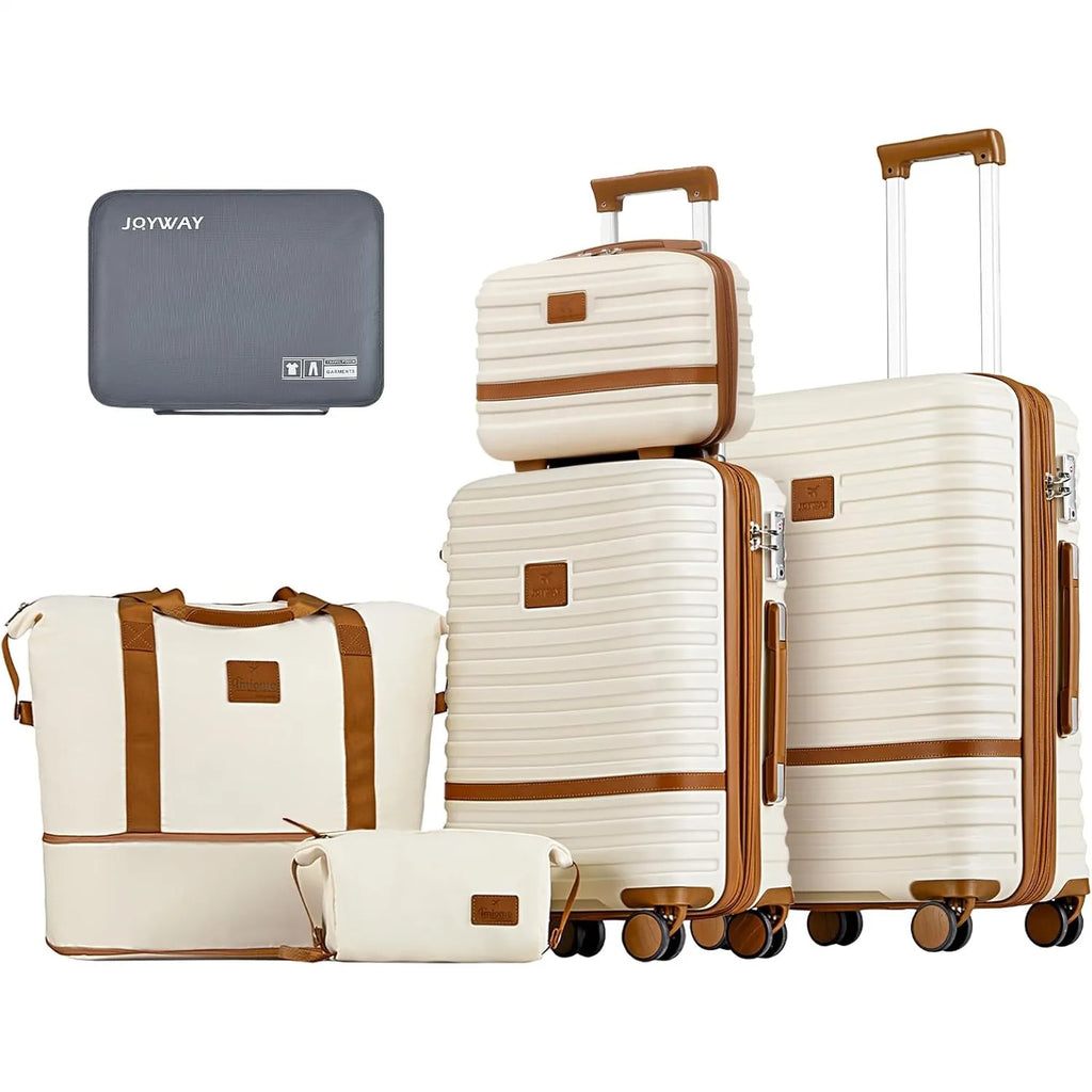 Hard Shell Luggage Set 2-Piece 20in & 24in Suitcases with Spinner Wheels & TSA Lock Expandable White