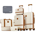 Hard Shell Luggage Set 2-Piece 20in & 24in Suitcases with Spinner Wheels & TSA Lock Expandable White