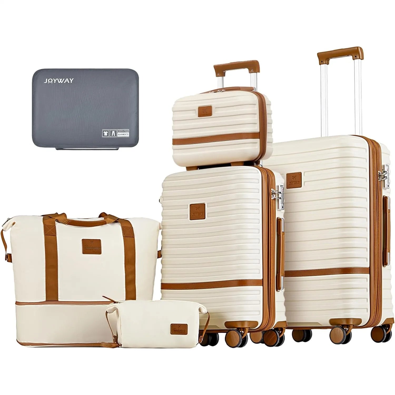Hard Shell Luggage Set 2-Piece 20in & 24in Suitcases with Spinner Wheels & TSA Lock Expandable White