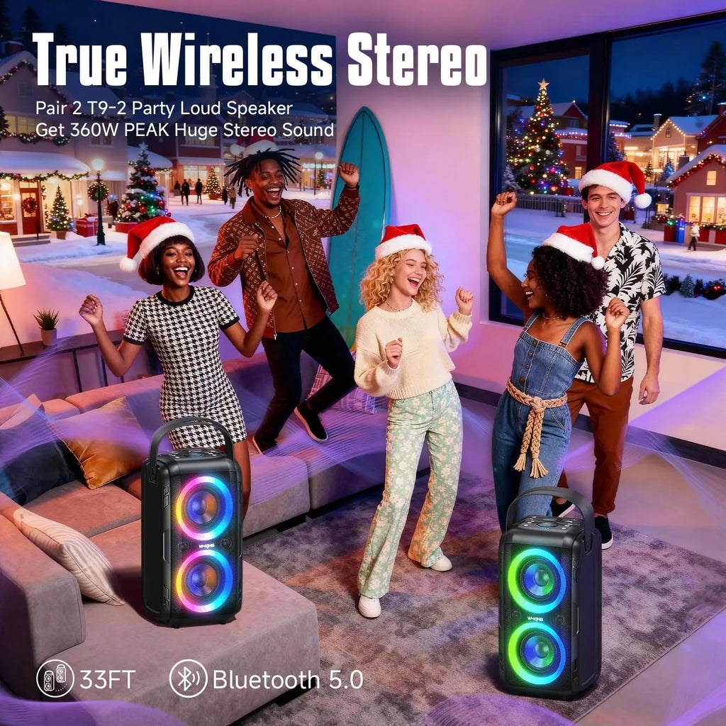 180W Max Loud Portable Bluetooth Speaker with Deep Bass, IPX5 Waterproof, 24H Playtime for Outdoor Parties