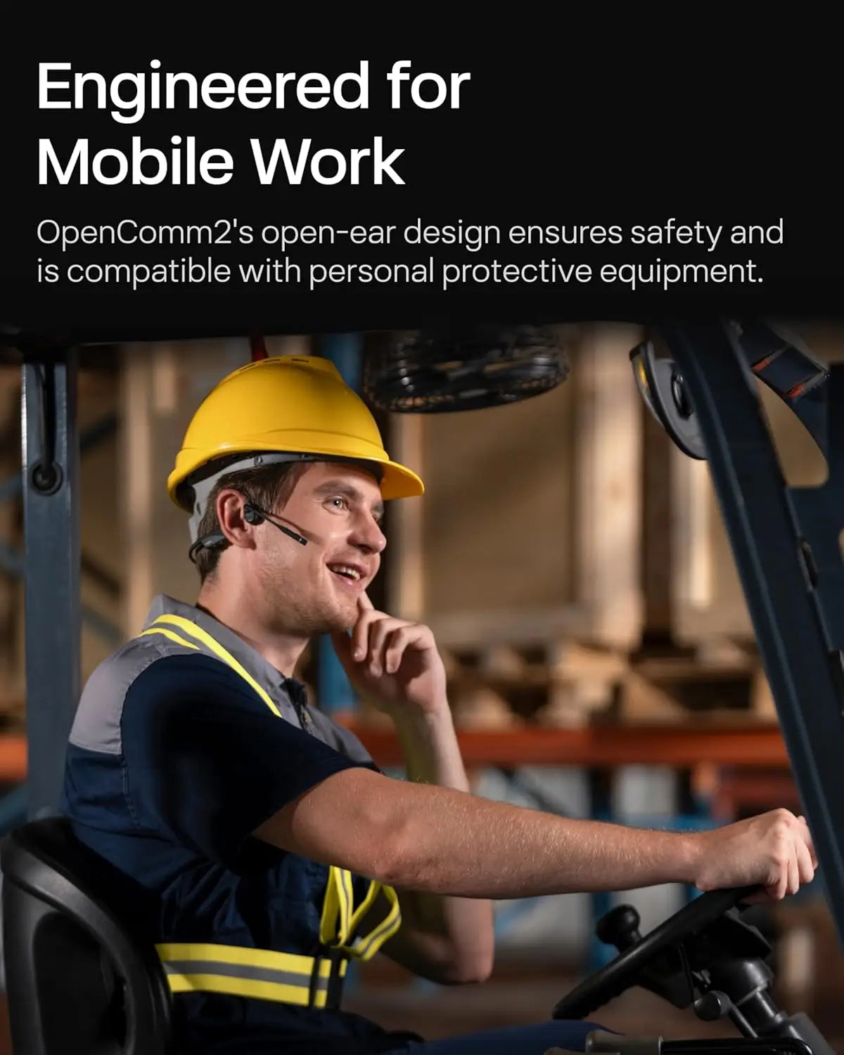 2025 Upgrade Open-Ear Bone Conduction Headphones, Wireless Bluetooth with Noise Canceling Mic, 16H Talk Time for Work Calls