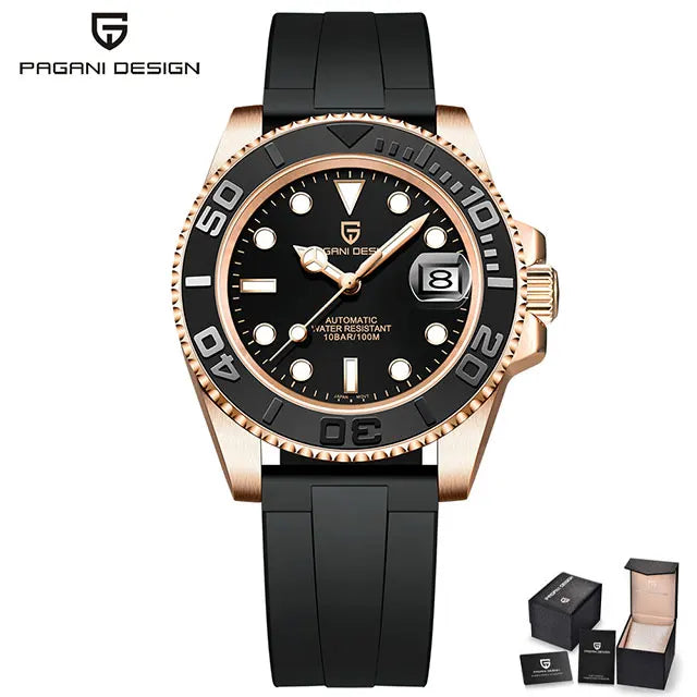 PAGANI DESIGN Classic Luxury Mens Watch Ceramic Ring Mechanical Wristwatch Stainless Steel Waterproof Automatic Watches Men Gift