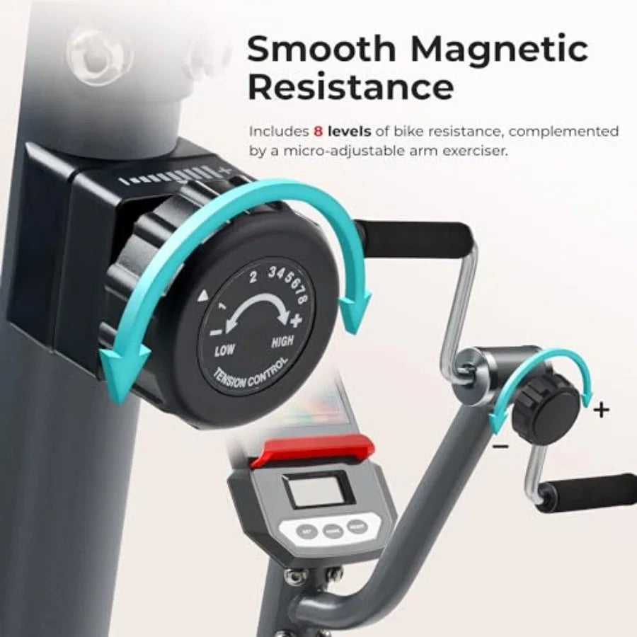 Smart Magnetic Recumbent Bike for Home Cardio Training in Black with SunnyFit App Connectivity Optional Hand Cycle Resistance B