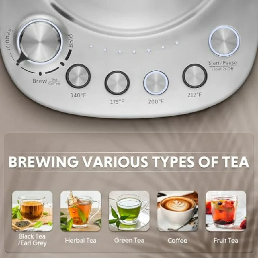 K176 Tea Maker, Multifunctional Stainless Steel Electric Kettle for Tea and Coffee Brewing, Auto Keep Warm, 5 Flavor Controls, 1