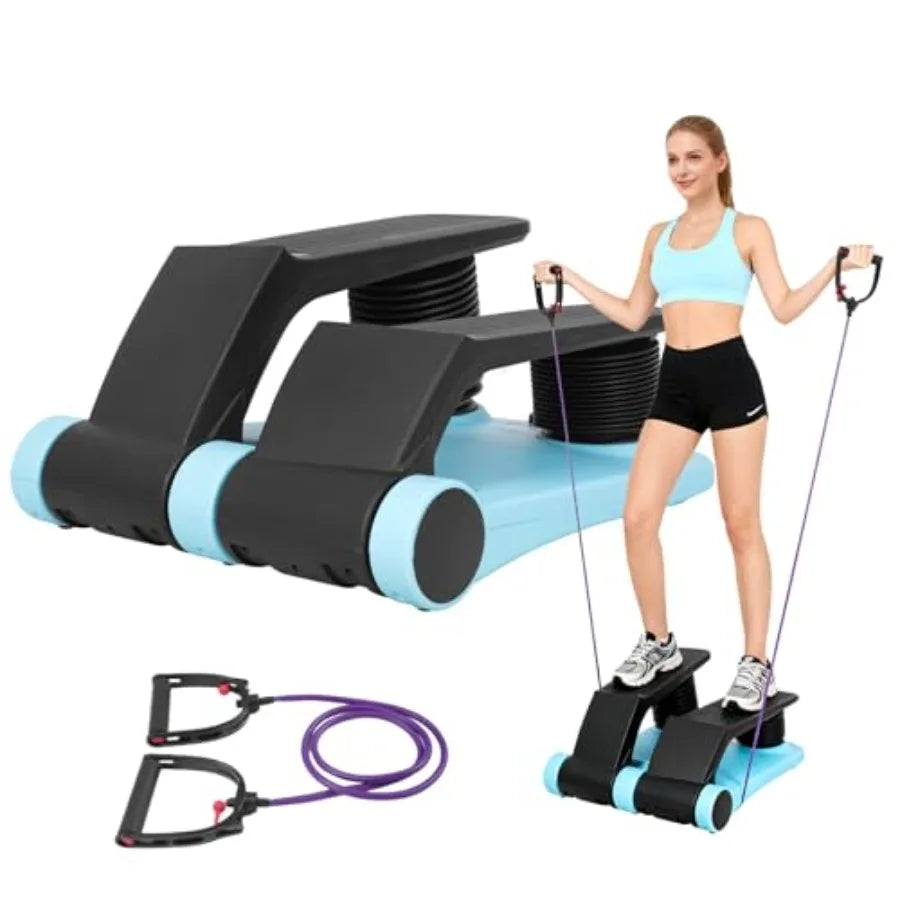 Air Stepper with Resistance Band Adjustable Step Resistance LCD Display Stair Stepper for Home Gym Cardio Workout Anti-Slip Ped