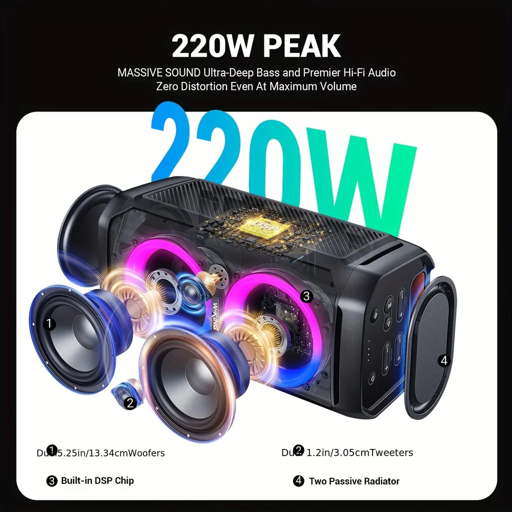 W-KING 120W Wireless Speaker Bluetooth Portable With Built-in Power Bank Charge For Phone, Powerful Speaker With Subwoofer