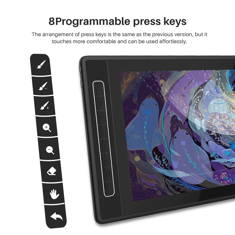Huion Kamvas Pro 16 2.5K Screen Graphics tablet 15.8 Inch Anti-glare Pen Display 145% sRGB Color Drawing Monitor With Stand