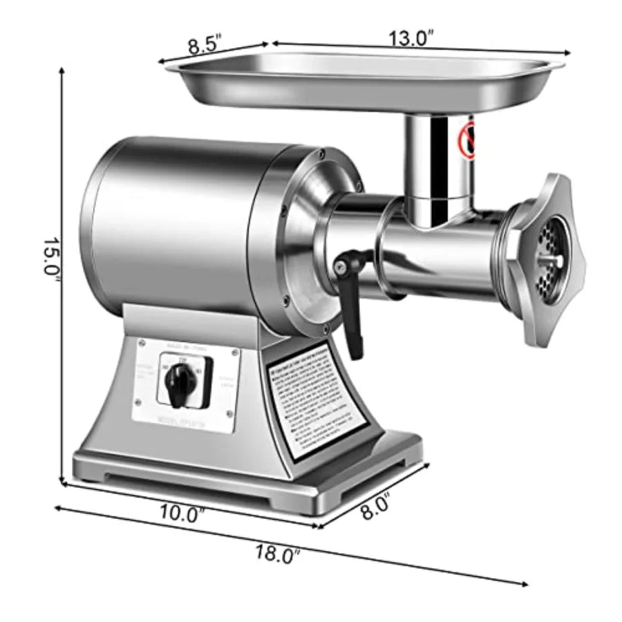 Commercial Meat Grinder 1.5 HP 1100W 551LB h Stainless Steel Electric Sausage Stuffer 225RPM Heavy Duty Industrial Meat Mincer