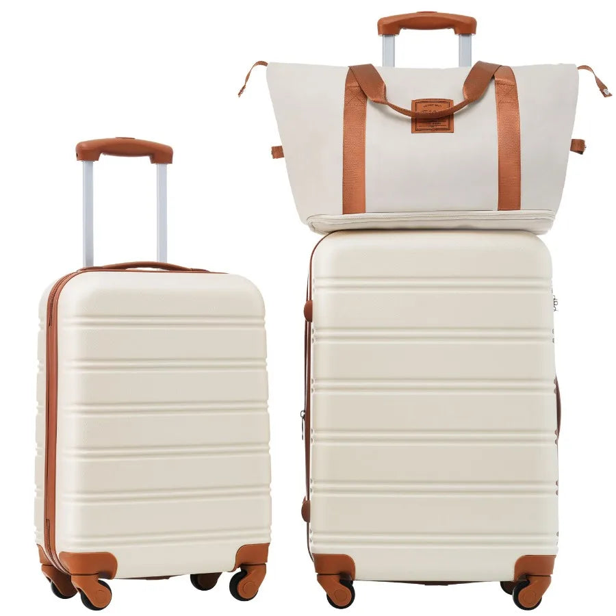 Hardshell luggage sets for travel: polycarbonate, black, ultra-lightweight with TSA lock and smooth spinner wheels