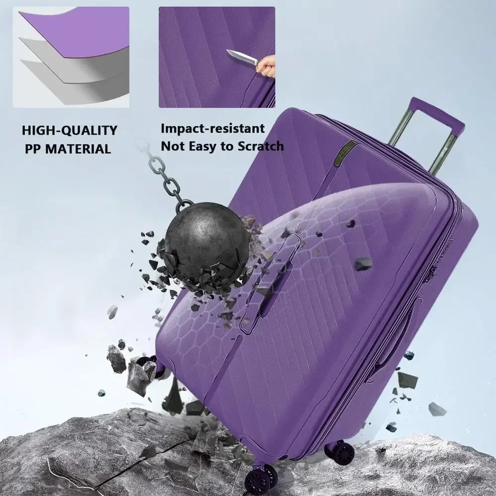 3-Piece Luggage Set: 20/26/30 inches, TSA-Approved Lock, Large Spinner Wheels, Unisex Travel Suitcase