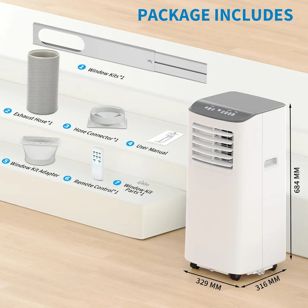 8,000 BTU Portable Air Conditioner Cools Up to 350 Sq.ft, 3-IN-1 Energy Efficient Portable AC Unit with Dehumidifier Fan Modes