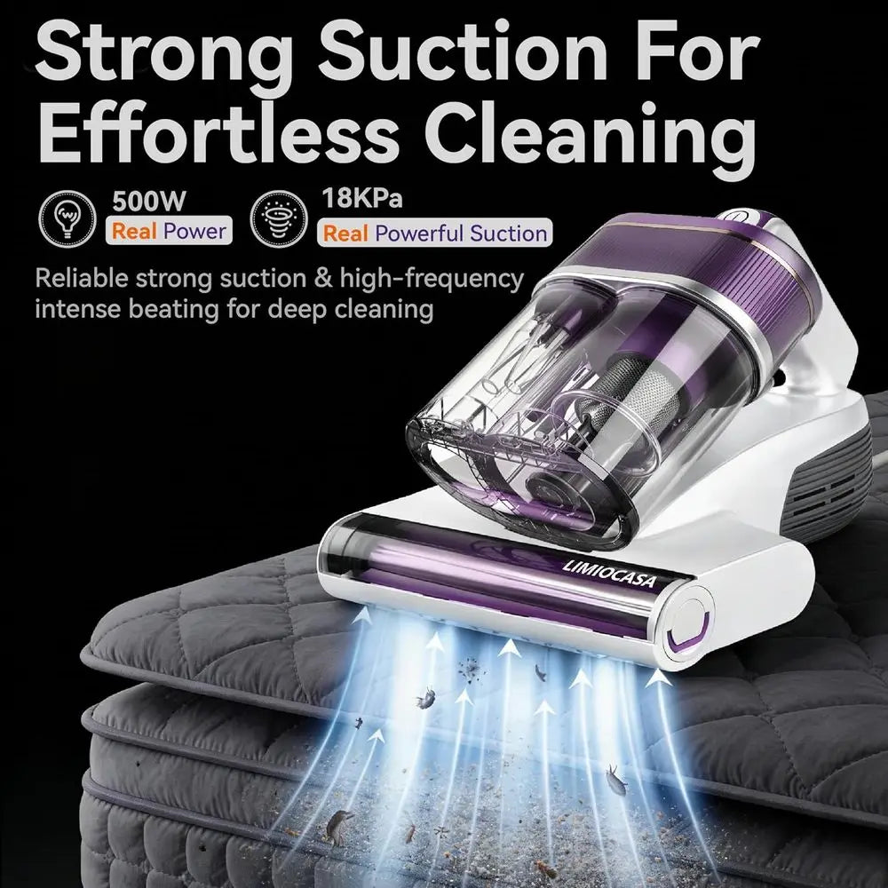Powerful 500W Corded Vacuum with 18KPa Suction, Dust Sensor, 149° Heat & UV-C, HEPA Filter for Deep Cleaning Beds and Carpets