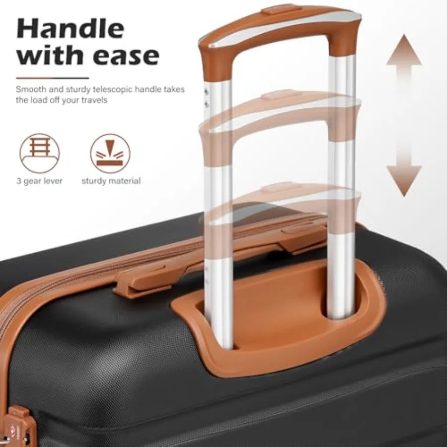 Coolife Luggage 3 Piece Set Lightweight Durable Hardshell Suitcase with 360 Spinner Wheels TSA-approved Lock Checked Family Tra