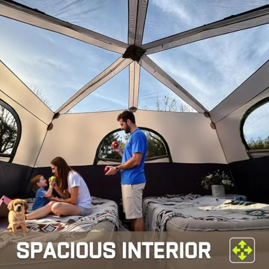 8 Person Instant Tent, Waterproof Pop Up Tents for Camping with Rainfly, 60 Seconds Easy Setup, Automatic Cabin Tent for Family