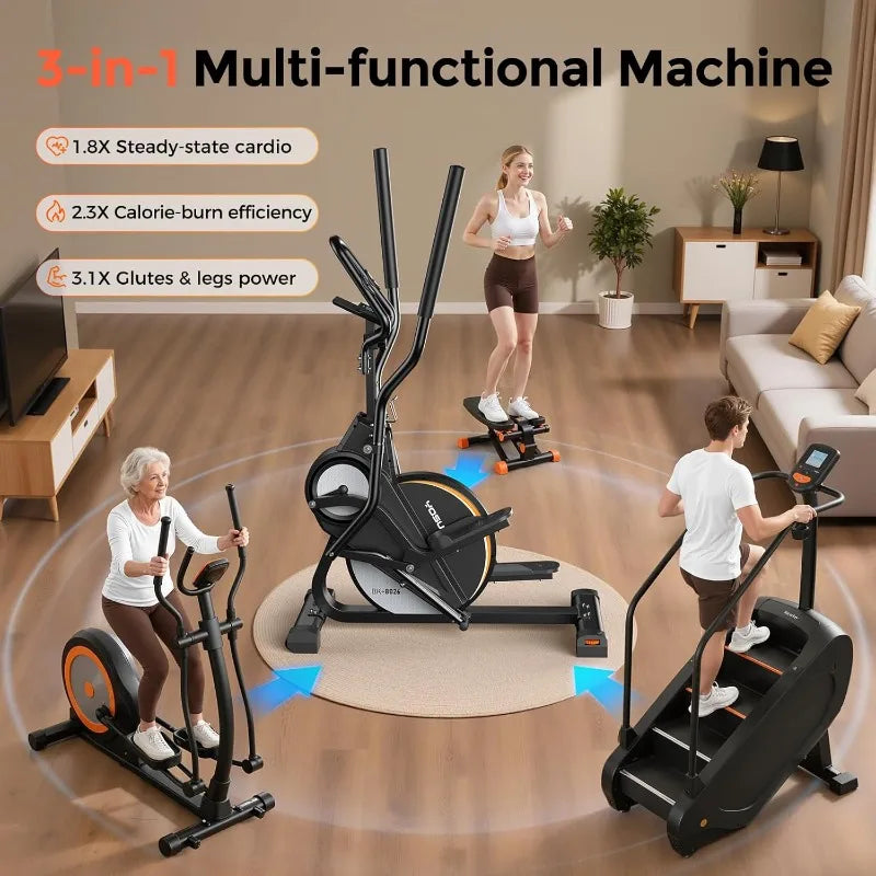 YOSUDA Elliptical Exercise Machine, Compact 3-in-1 (Elliptical + Cardio Climber + Stair Stepper) Elliptical for Home with 45