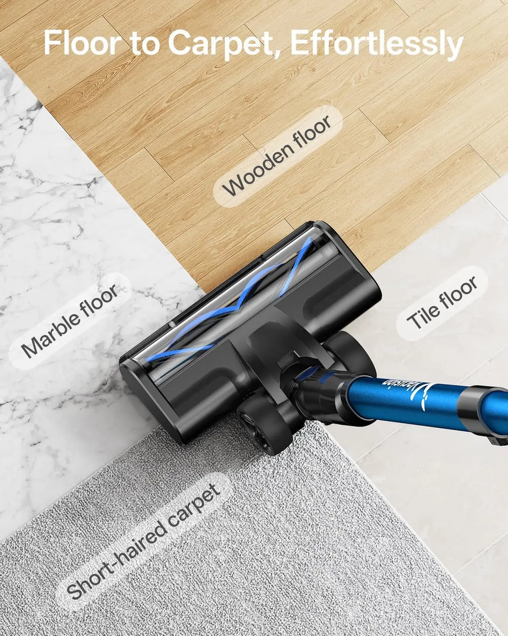 8-in-1 Cordless Stick Vacuum Cleaner with 3 Suction Modes, 45mins Runtime, Rechargeable for Home Pet Hair Carpet Hard Floor