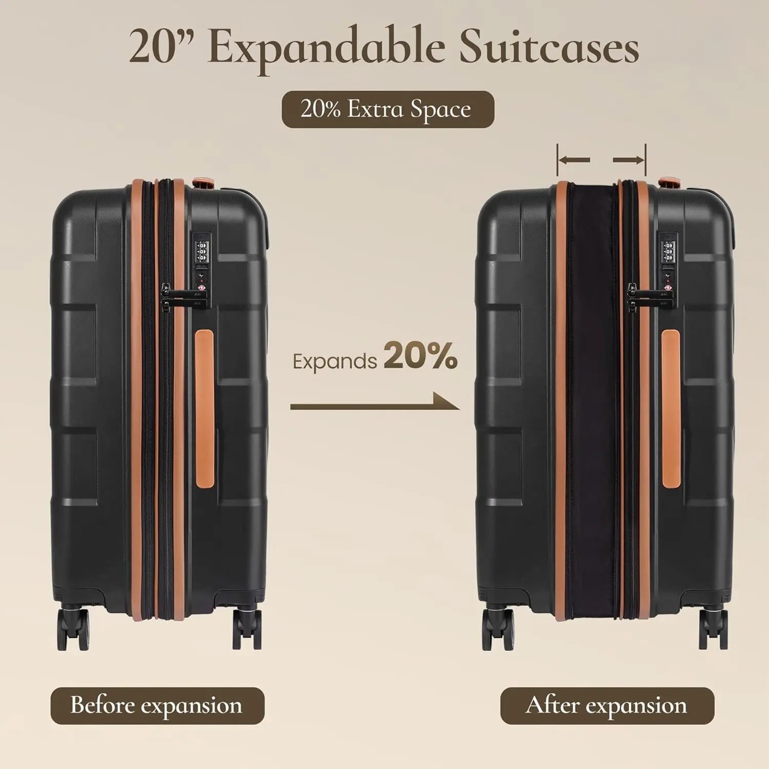 3 Piece Hardside Luggage Set with Spinner Wheels, TSA Lock, Expandable Lightweight Travel Suitcase for Women, Burgundy