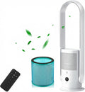 Bladeless Tower Fan with Air Purifier, Quiet Remote Touch Control, 9 Speeds Timer HEPA Filter Oscillation for Home Office