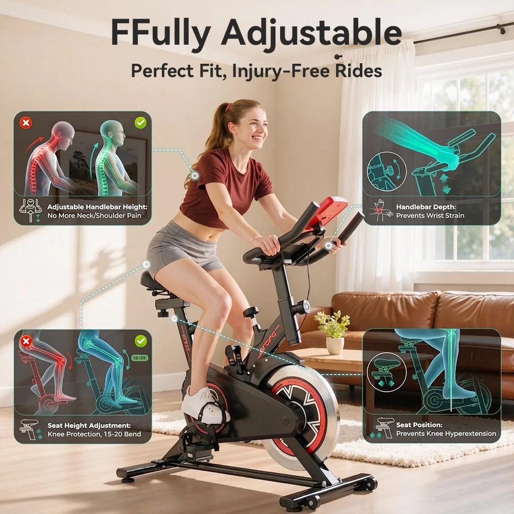 Indoor Bike Silent Home Cycling Exercise Indoor Spin Bike Equipment Adjustable Fitness Bike for Cardio Training
