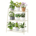 Corner Plant Stand, Metal Black Flower Pot Rack, Indoor Outdoor Heavy Duty Shel F Cream, 3 Tier