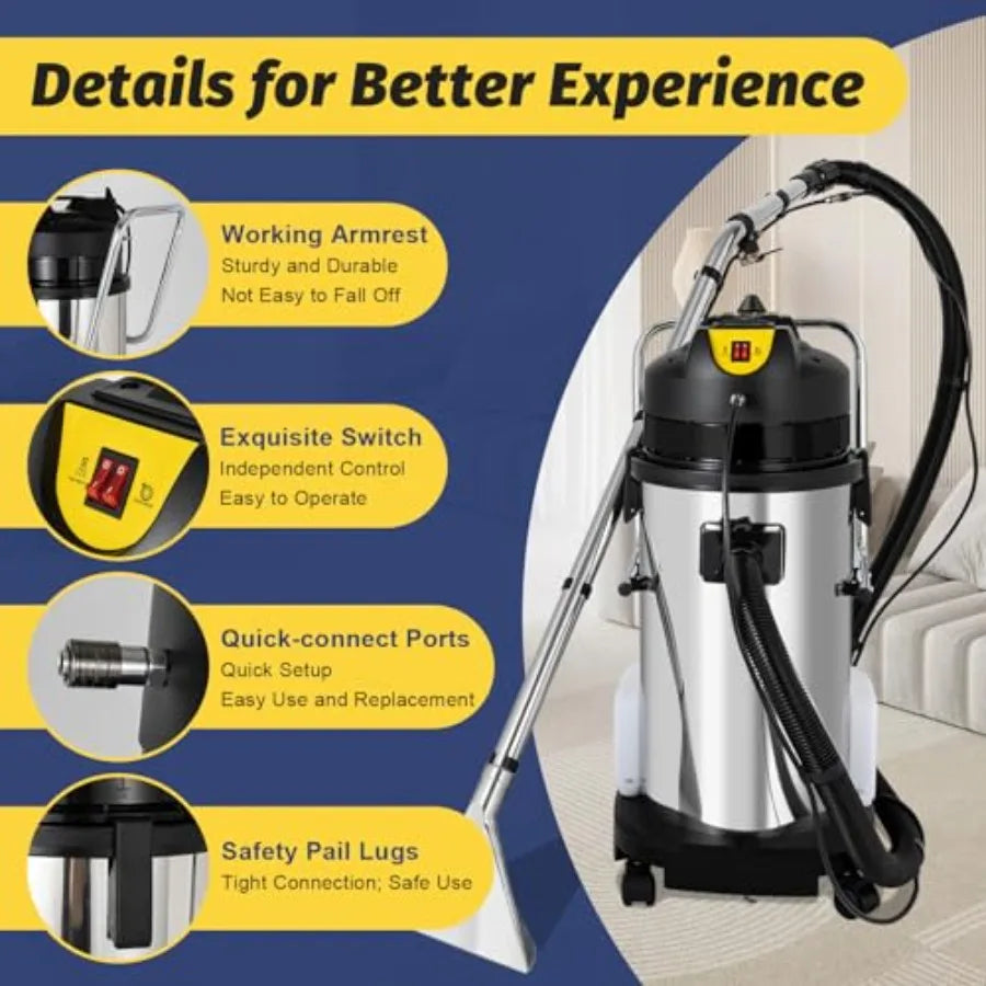40L/11Gal Commercial Carpet Cleaner 3 in 1 Multi-Purpose Floor Cleaning Machine Heavy Duty Extractor Vacuum Washing Machine 104
