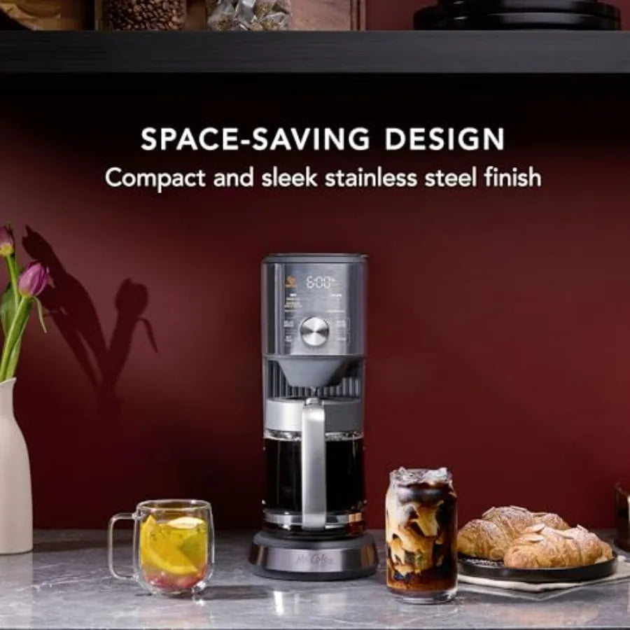 Hot Cold Brew Coffee Maker Tea Brewer for Home Use with Stainless Steel Filter Black Design Energy Efficient and Easy to Clean