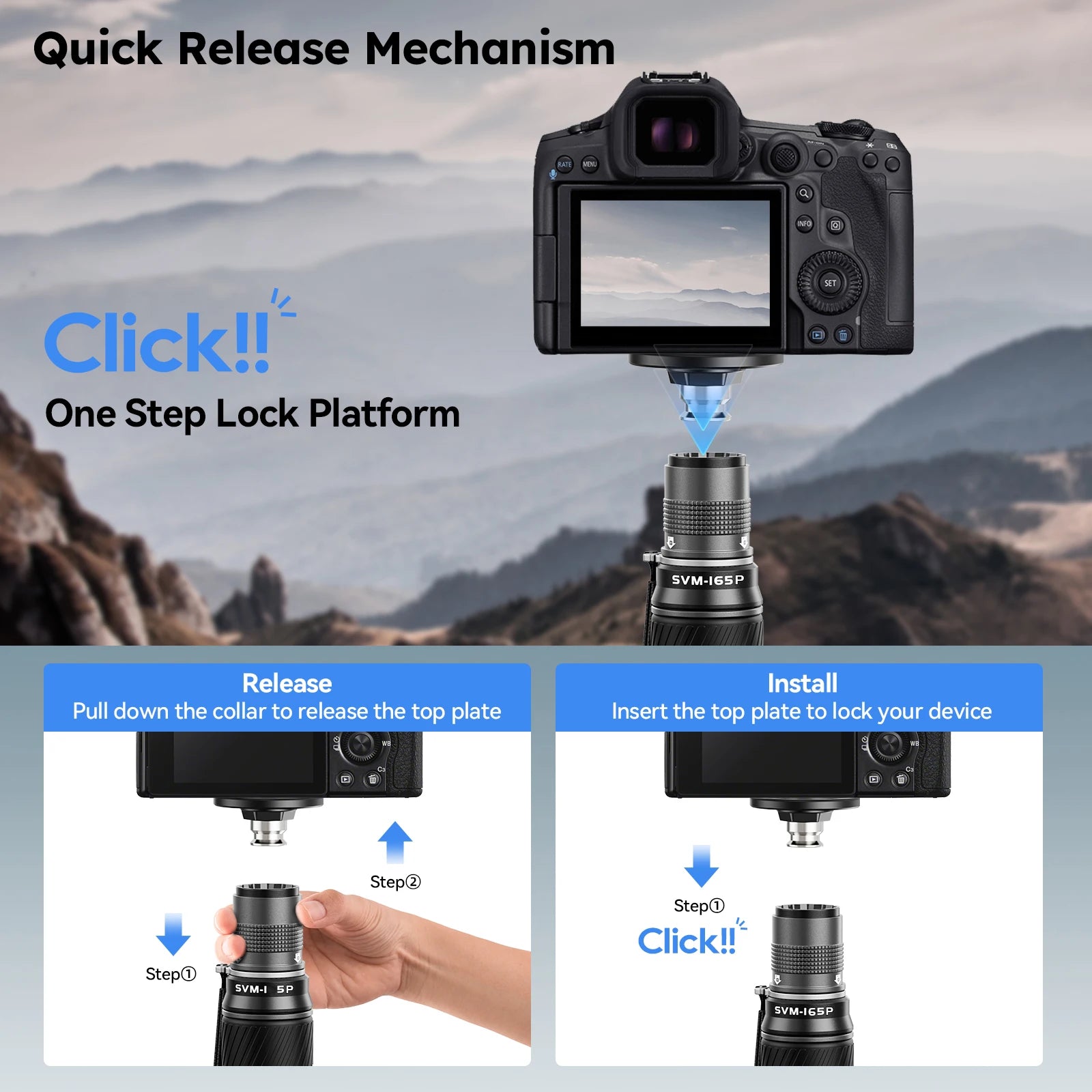 SIRUI SVM-165P 1.65M Carbon Fiber Tripod Monopod Portable Tabletop Travel Tripid With Pedal 10kg For Video Action DSLRs Camera