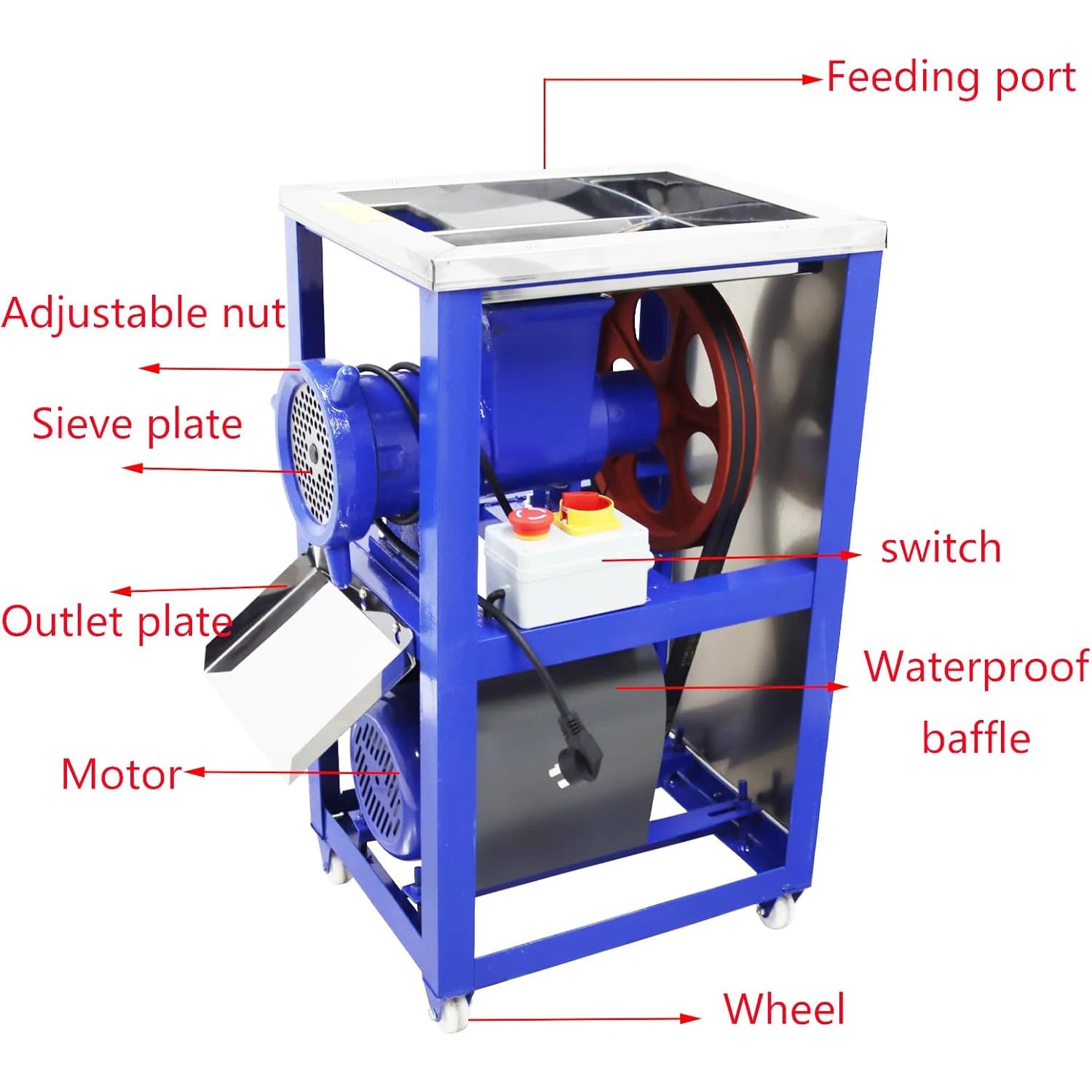 42 Type Bone Crusher Meat Grinder 220V Electric Meat Mincer Chopper Machine 200-230KG/H for Vegetable Meat Small Poultry Bones