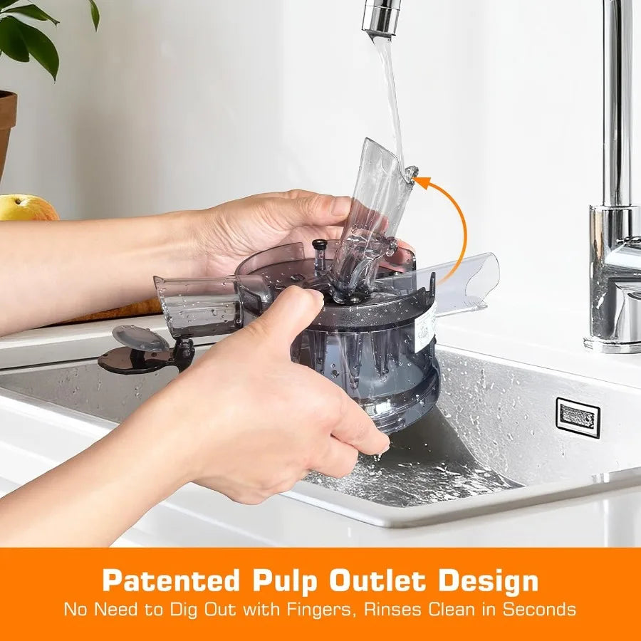 Cold Press Juicer Machines with 6.5 Large Feed Chute for Whole Vegetables Fruits High Juice Yield Black