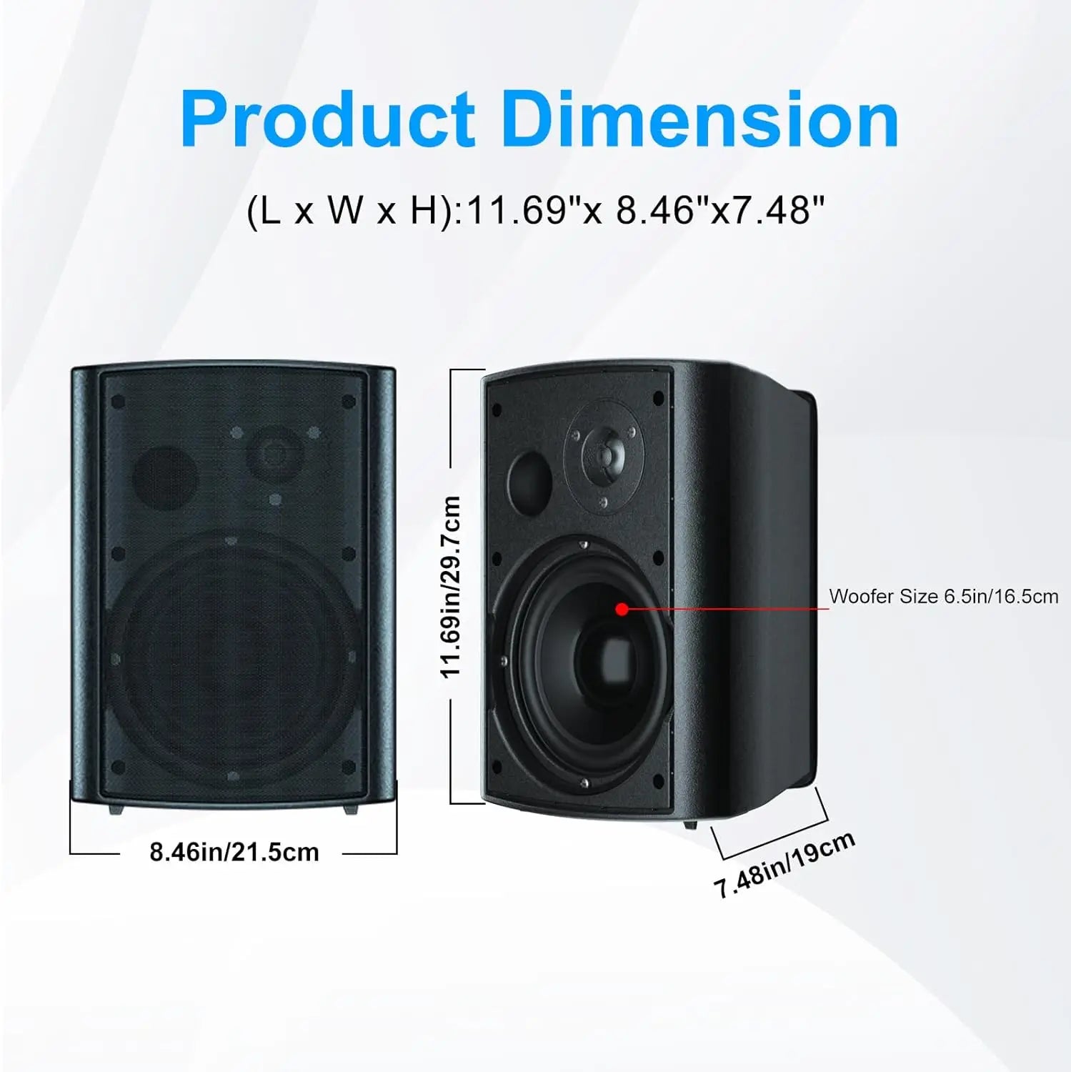 Herdio 6.5 Inch Outdoor Bluetooth Speaker 400W Waterproof Weather Resistant for Patio Garage Home Indoor Outdoor