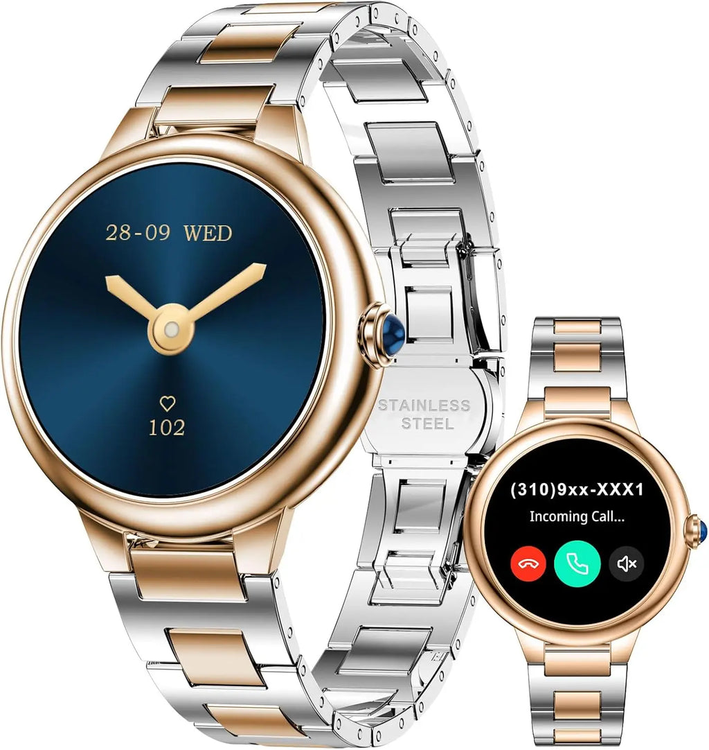 Luxury Smart Watch for Women, 1.19" AMOLED Display, Heart Rate & Sleep Monitor, 107 Sports Modes, iOS/Android Compatible