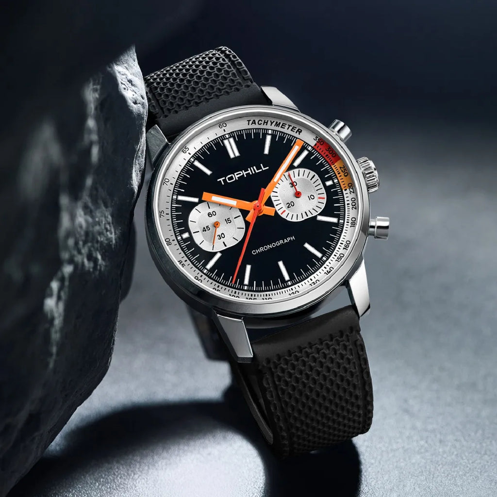TOPHILL Men's Chronograph 1963 Pilots Watch with Seagull ST1901 Movement Mechanical Luminous Wristwatch 40mm Sapphire Waterproof
