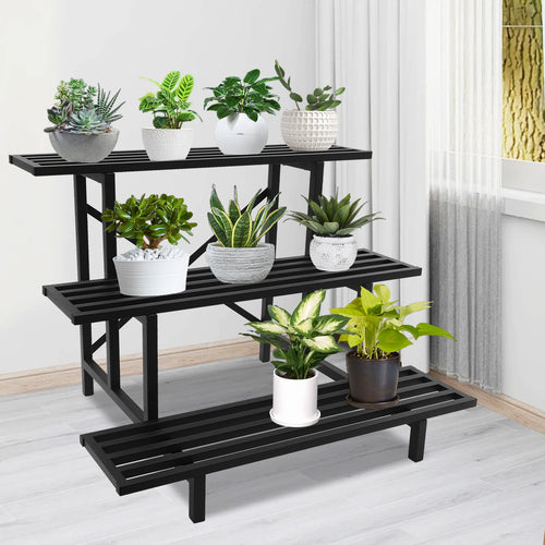 3 Tier Plant Stand, Metal Plant Rack Shelf, Indoor Outdoor Flower Pot Display Holder for Home Garden Decor