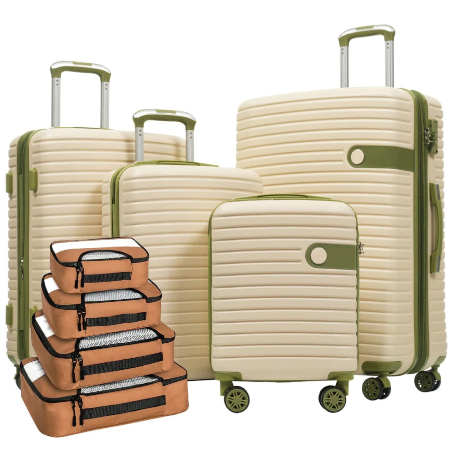 4 Piece Luggage Set for Travel: ABS Hard Shell, Lightweight Expandable Suitcases with TSA Lock, Spinner Wheels, 4 Packing Cubes