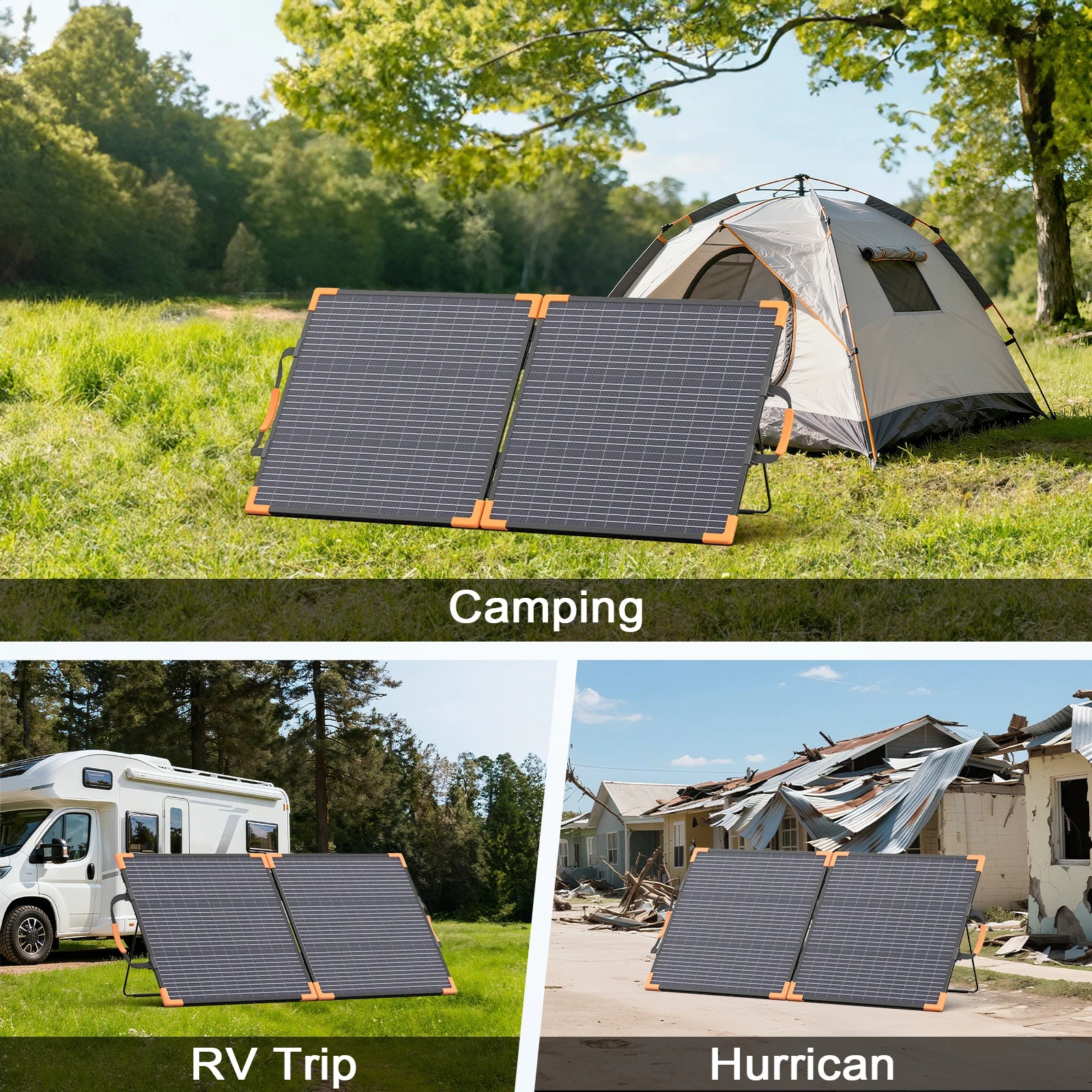 MHPOWOS 100/200W Bifacial Solar Panels Cell Portable Solar Charging Panel Complete Kit Outdoor Tourism Camping Power Station