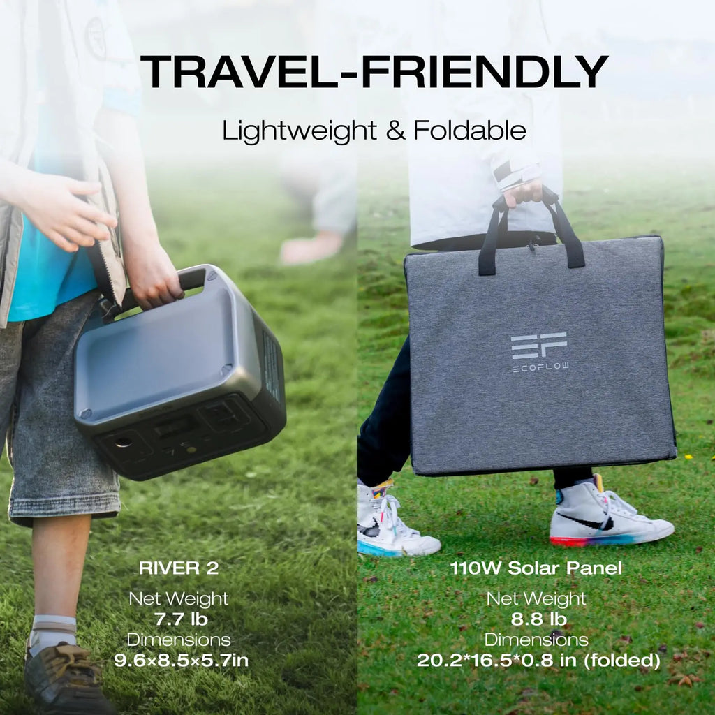 ECOFLOW RIVER 2 Portable Power Station for Cable, 256Wh LiFePO4 Battery, 1-Hour Fast Charge, Up to 600W AC Outlets