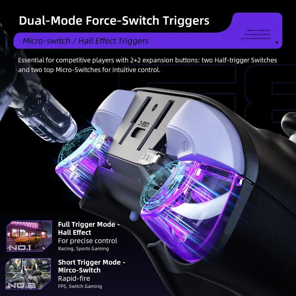 Wireless Gaming Controller for NS/PC/iOS/Android with Charging Dock, Adjustable Stick, Dual-Force Triggers, Optical Buttons, RGB