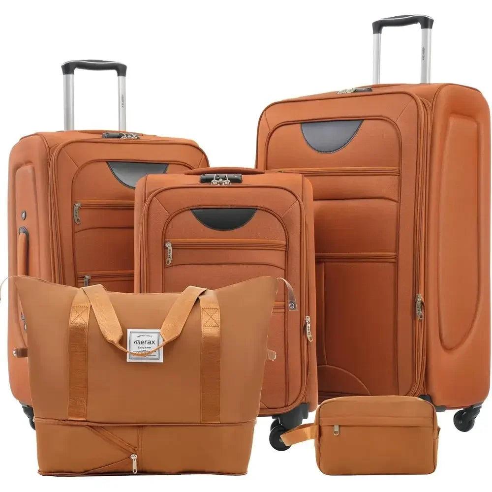 3-Piece Expandable Luggage Set with Spinner Wheels and TSA Lock, 22, 26, 30 (Orange)